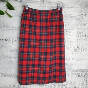 Vintage Pendleton Royal Stewart Plaid Wool Skirt 6 Red Tartan Classic Academia